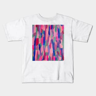 Pink Stripes Brushstroke Abstract Kids T-Shirt